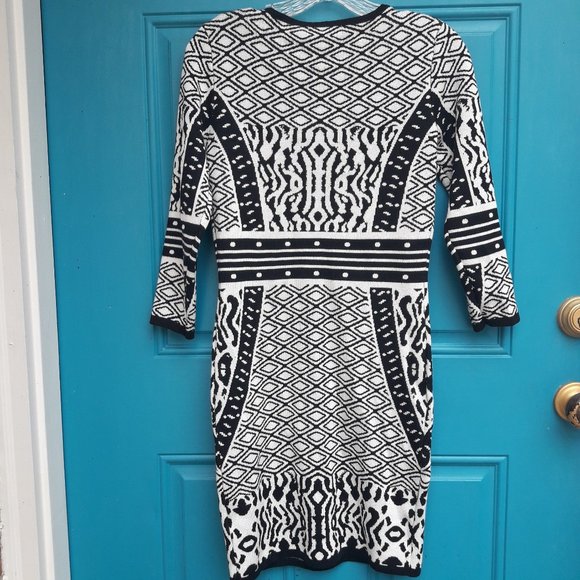 Animal Print Dress Body Con Rayon Knit Gorgeous Wild Black and White Print - Picture 12 of 16